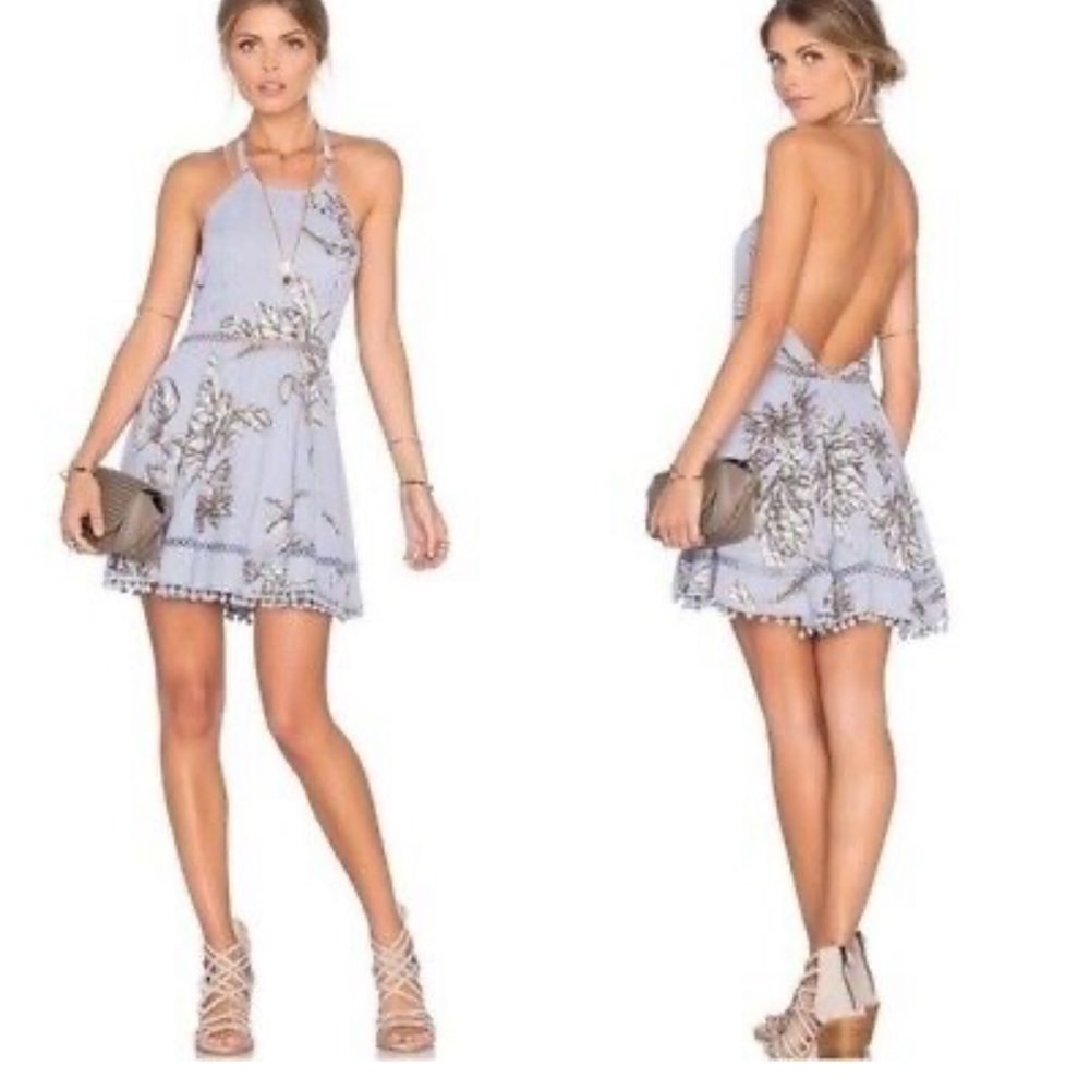 Tularosa Purple Backless Halter Mini Dress